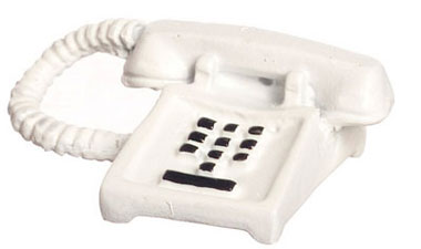 Dollhouse Miniature White Push Button Phone